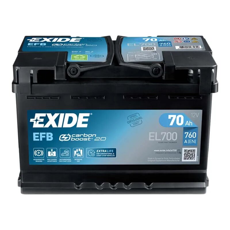 Акумулятор EXIDE EFB 6СТ-70Ah Start-Stop (EL700)